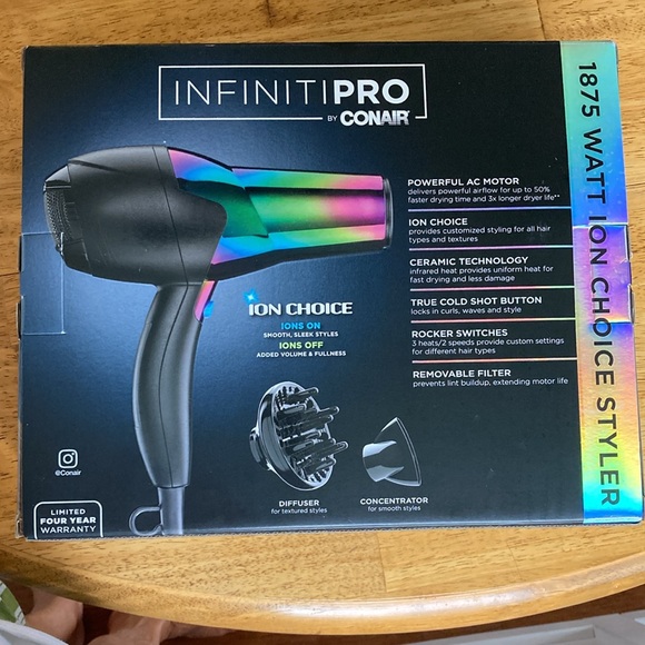 New in box InfinitiPro Hair Dryer - Rainbow - Picture 2 of 6